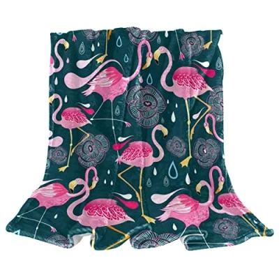 Image of Fleece Throw Blanket Flamingo Animal for Couch Lightweight Plush Fuzzy