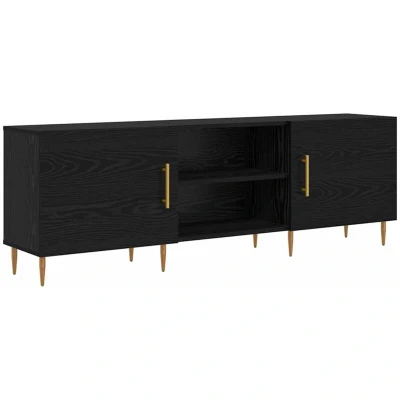Image of Tv Cabinet Black oak 150 x 30 50 cm Engineered wood Vidaxl
