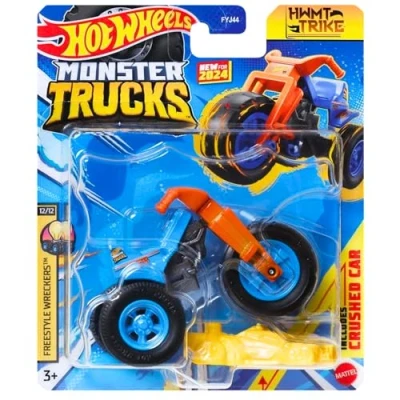 Image of Mattel Hot Wheels Monster Trucks Collectible Toy 1:64 Scale Diecast Model Vehicle Freestyle Wreckers 12/12 HWMT Trike HTM37