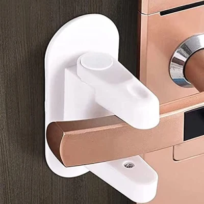 Image of Door Handle Locks, 2PCS Child Safety Lock with 3M Adhesive, Proof &amp; Pet Proof, Baby Locks Latches for Bedroom, Bathroom, Kitchen
