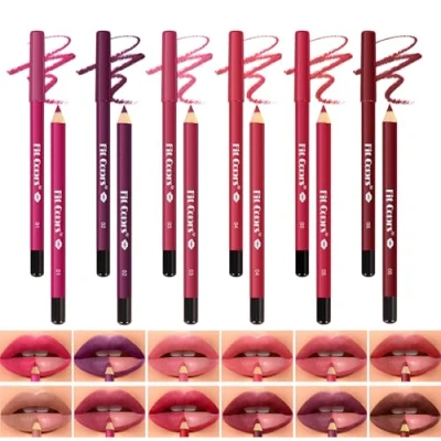 Image of 12 Colors Lip Liner Set, Waterproof Long Lasting Pencil, Smooth Application Matte Lipstick, High Pigmented Natural Pen, Makeup Soft Pencils Set
