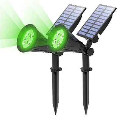 Image of T SUN (2 Pack&amp;250 Lumens) Led Solar Spotlight, 4 Green Waterproof Outdoor Security Garden Landscape Lamps, 180Angle Adjustable, Auto on/Auto Off for Tree, Yard,Lawn, Patio Etc (Green)