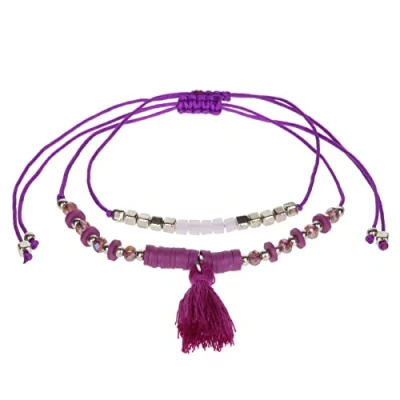 Image of Stands Out, Supplying Outstanding Gifts Aloha Girls Womens Purple Beaded Anklet Ankle Bracelet Adjustable Beach Bead Foot Jewellery