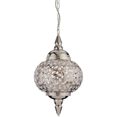 Image of Taj 1 Light Ceiling Pendant Chrome, Clear Acrylic, E27