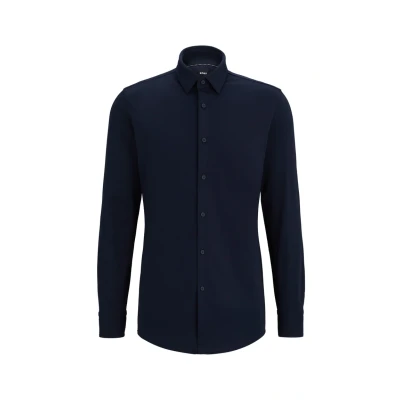 Image of BOSS Slim Fit Langarm Formal shirt, Men&#039;s, Size: 15, Dark blue