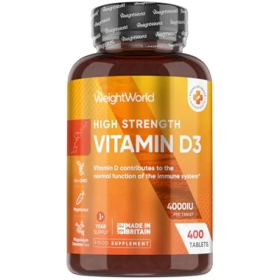 Image of Vitamin D3 4000 IU 400 High Strength D Tablets (1+ Year Supply) Vegetarian Immune System Vitamins One A Day Supplement VIT As Cholecalciferol Made in The UK