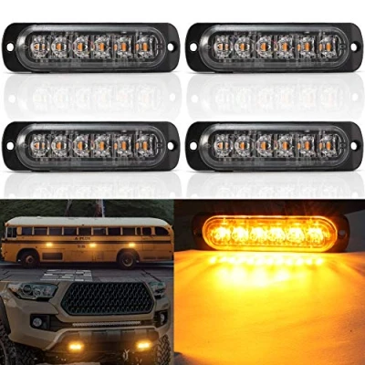 Image of 4 x Strobe Side Lights,6 LED Emergency Hazard Warning Flashing Light Breakdown Beacon Bar Amber Waterproof 18W 12V/24V Universal for Car Truck Trailer Caravan