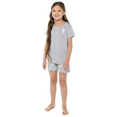 Image of undercover lingerie Girls Cat Short Pyjamas LN021 Grey 13 Years
