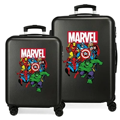 Image of Marvel Avengers Sky Black Luggage Set 55/68 cm Rigid ABS Combination Lock 104 Litre 4 Double Wheels Hand