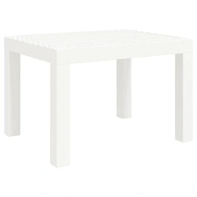 Image of vidaXL Outdoor Garden Table Modern Style Polypropylene Patio Furniture for Balcony, Terrace Lightweight, Durable &amp; Easy to Assemble 59x47x40cm White