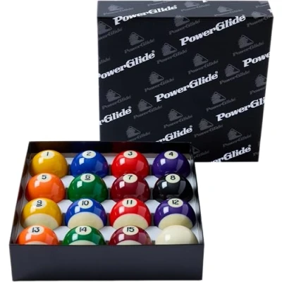 Image of PowerGlide 16 Ball Pool Billiards Set Spots and Stripes Tournament 1 7/8&quot; / 47.5mm Diameter Boxed