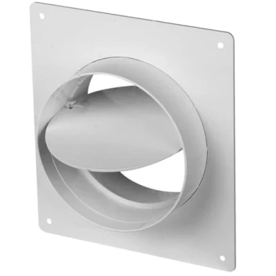 Image of 150mm Wall Mounted Flange Anti Backdraft Damper White PVC Round Grille