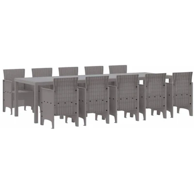 Image of vidaXL 11 Piece Garden Dining Set Light Grey Poly Rattan