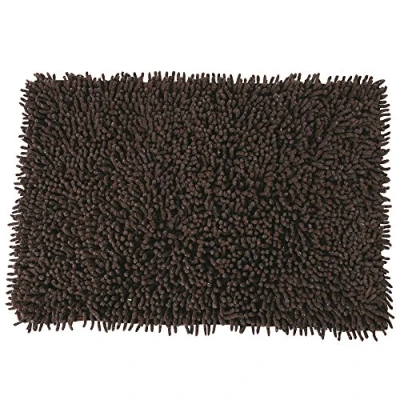Image of MSV Bath mat Chenille of Cotton in Brown 60x40cm, 60 x 40 cm