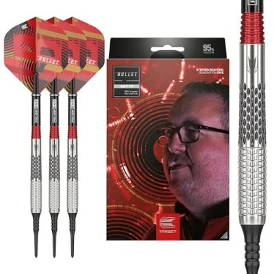 Image of TARGET Darts Stephen Bunting G5 95% Tungsten Dart Set (18G), Soft Tip Generation 5 Player Edition with Pixel Tips, Professional Set, Electronic