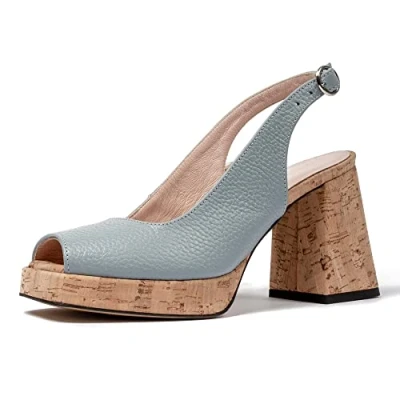 Image of L37 HANDMADE SHOES Women&#039;s Higher Power Platform, Blue, 5 UK