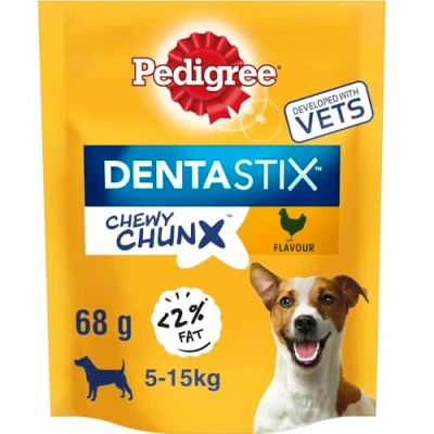 Image of Pedigree Dentastix Chewy Chunx Mini Dog Treats for Small and Medium Dogs Chicken Flavour 5 Chews (Pack of 5)