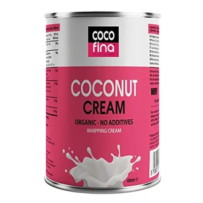 Image of Cocofina Organic Coconut Cream Gluten Free, Unsweetened, Dairy BPA Free Can, No Xanthan Gum Just 90% &amp; Water, Keto Friendly, Vegan, Whipping 400ml (Pack of 6)