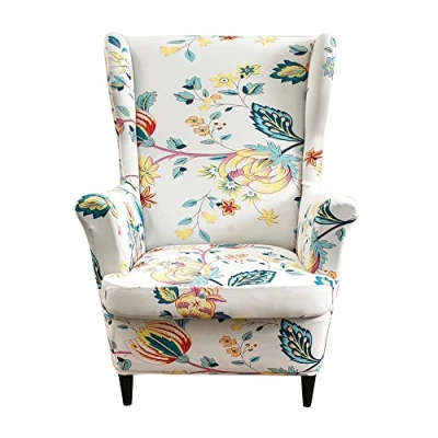 Image of CHNSHOME wingback Chair slipcovers stretch armchair covers Wing Cover with prints