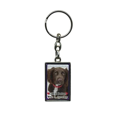 Image of Metal Keyring Life Is Better With A Dog (Sprocker)