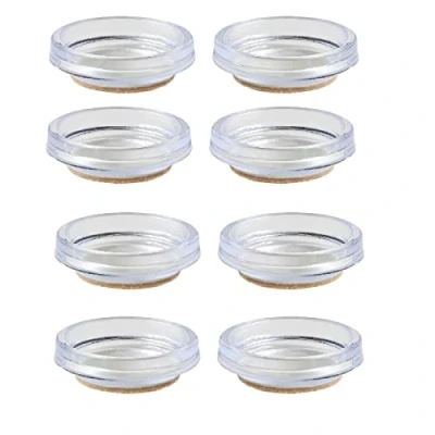 Image of Merriway BH04568 (8 Pcs) Castor Cups with Felt Pad, Outer Dimension 65 mm (2.5/8 inch) Large Clear Pack of 8 Pieces