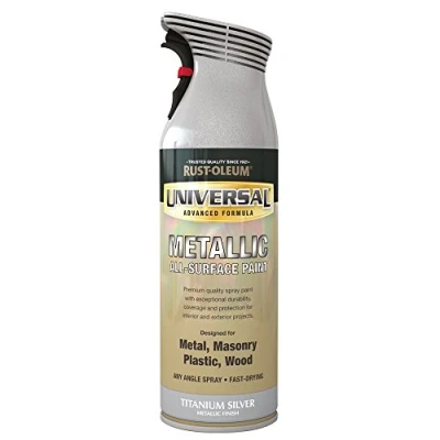 Image of Rust Oleum AE0160010E8 400ml Universal Metallic Spray Paint Titanium Silver, 400 ml (Pack of 1)