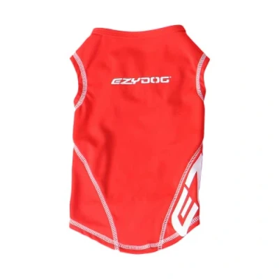 Image of EzyDog Rashie Dog Weather Vest Cooling Vest, 50+ UV Protection, Lightweight, Spring, Summer, Fast Drying, Stretch to Fit, Odour Resistant, High Visibility, (M, Red)