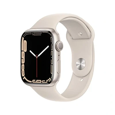 Image of Apple Watch Series 7 (GPS, 45MM) Starlight Aluminium Case with Sport Band (Renewed)