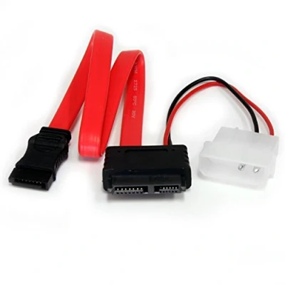 Image of StarTech.com 12in Slimline SATA to with LP4 Power Cable Adapter (SLSATAF12), Red
