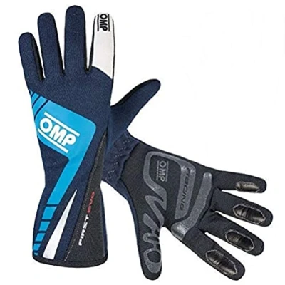 Image of Omp First Evo Gloves Blue Navy/Ciano TG S FIA 8856 2018