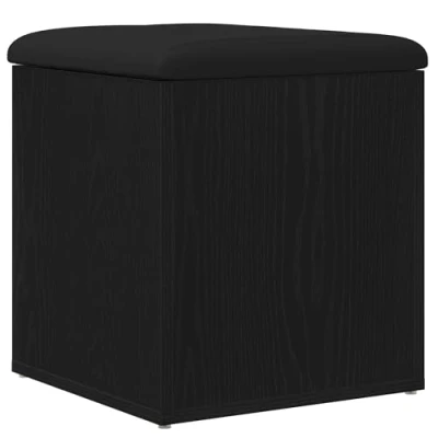 Image of vidaXL black oak storage bench sleek wooden seat with internal storage, 42 x 45 cm, square design for entryway, hallway, bedroom, or living room