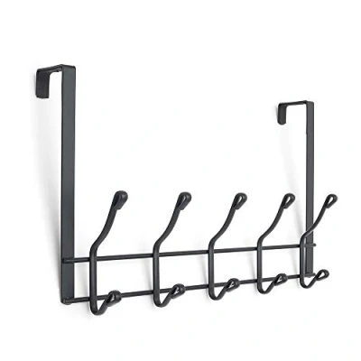 Image of simplywire Over Door Coat Rack 10 Hooks Black