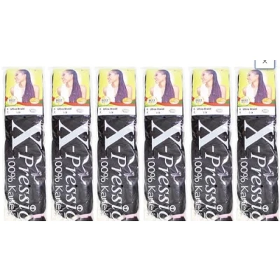 Image of X pression Ultra Braid Artificial Hair Extension #1B Approx. 210cm (6 PCS OFFER)