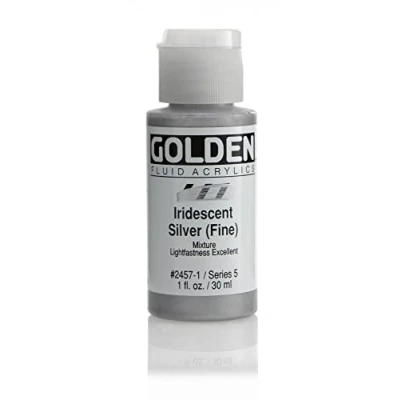 Image of Pro Art Golden Fluid Acrylic Paint 1 oz Iridescent Silver Fine, 30 ml (Pack of 1)