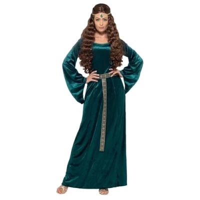 Image of Smiffys Medieval Maid Costume, M, Green, M UK Size 12 14