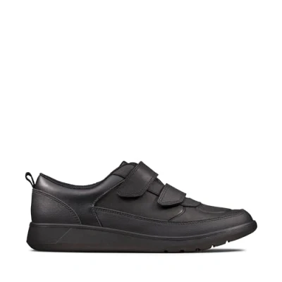 Image of Clarks Scape Flare Youth Leather Shoes in Black Narrow Fit Size 8.5