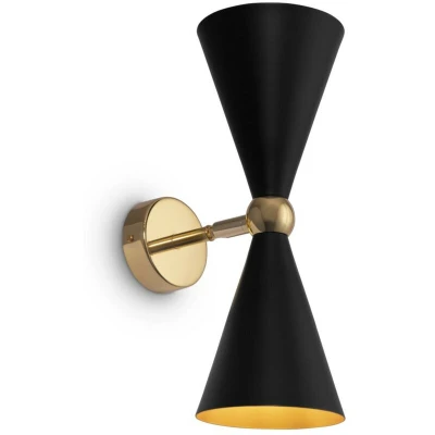 Image of Modern Vesper 2 Light Black with Gold Up Down Wall Lamp