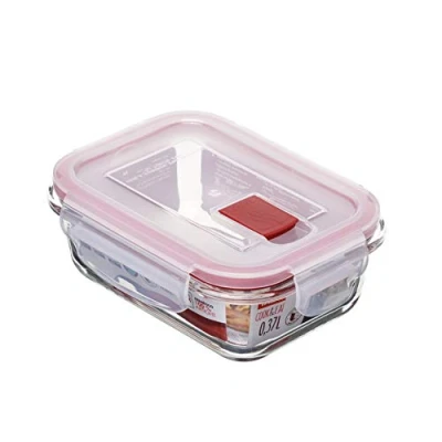 Image of TATAY Glass Food Storage, Airtight, 0.37L of Capacity, Clip Lid, BPA free, Suitable Microwave, Dishwasher, Oven &amp; Freezer. Red. Measures: 11.2 x 15.2 5.7 cm