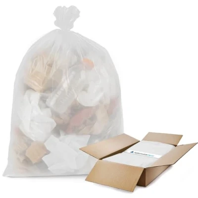 Image of Nationwide Paper Extra Strong Clear Bin Bags 200 Pcs Refuse Sacks Everyday Commercial Trash 18x29x39 Inches