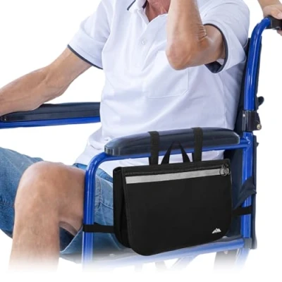 Image of supregear Wheelchair Side Bag, Multifunctional Storage Pouch for Rollator, Walkers, Power Wheelchairs and Knee Scooters Armrest Bag Elderly Seniors Adults Portable Travel Tote