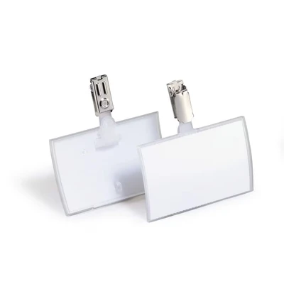 Image of Durable Click Fold Name Badge 54 x 90 mm with Clip Transparent Pack of 25 Ideal for Events and Visitor Management