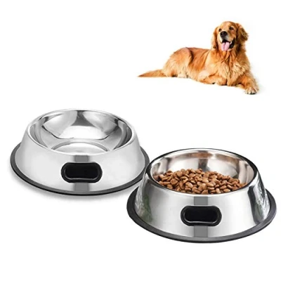 Image of SUOXU Dog Bowl,2 Stainless Steel Feeder Bowl,Dog Plate Bowls With Rubber Bases Medium and Large Pet Bowl For Feeding Water Food
