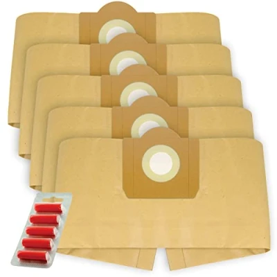 Image of Spares2go Strong Dust Bags for Bush Wet and Dry models Vacuum Cleaners (Pack of 5 + Fresheners)