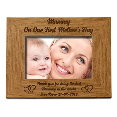 Image of ukgiftstoreonline Personalised First Mother&#039;s Day Mummy Photo Frame Gift (4 x 6 Inch)