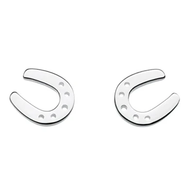 Image of Dew Sterling Silver Hoofing Around Horseshoe Stud Earrings