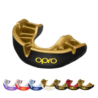 Image of OPRO Gold Level Mouthguard Premium Fit Gum Shield Adult and Kids Mouth Guard Boxing MMA, Easy Self Rugby Hockey Protection with Dental Warranty