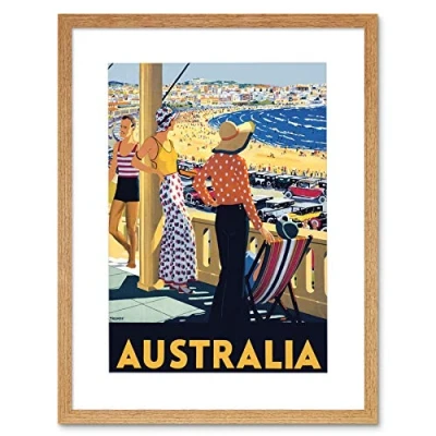 Image of Wee Blue Coo Travel Australia Beach Sea Sand Sun Bondi Swim Framed Art Print Picture F12X1345