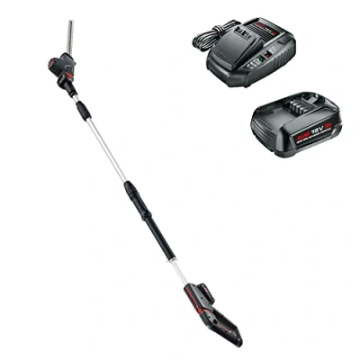 Image of AL KO HTA 1845 Cordless Hedge Trimmer, 18 V Li Ion Battery (Battery and Charger Included), 45 cm Cutting Length, Max. Thickness 15 mm, 135 Degree Angle Adjustment, Black/Silver