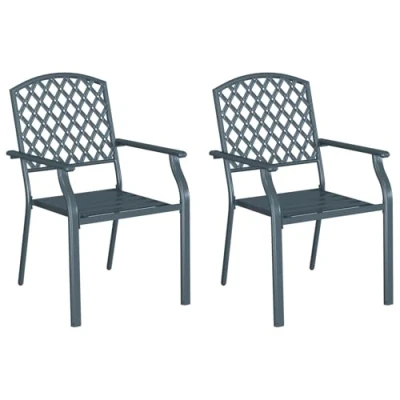 Image of vidaXL Garden Chairs 2 pcs Stackable Anthracite Steel
