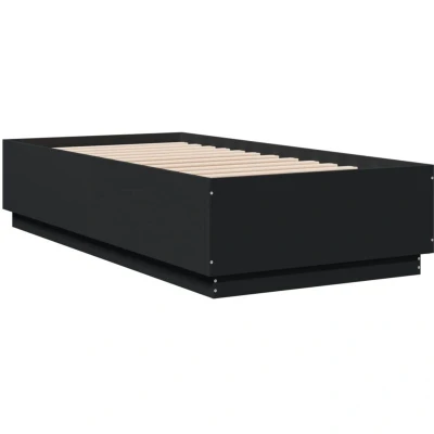 Image of vidaXL Bed Frame with LED without Mattress Black 75x190 cm Small Single